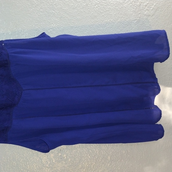 Worthington Sleeveless Royal Blue Dress Top with Lace Detail PL - Picture 3 of 5